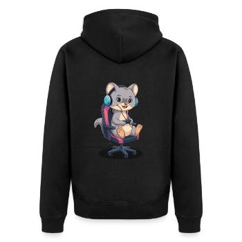 Wiesel - Unisex Premium Bio Zip Hoodie - Schwarz - Hinten - Nico (187cm)