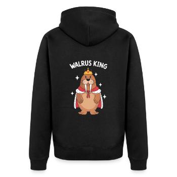 Walross - Unisex Premium Bio Zip Hoodie - Schwarz - Hinten - Nico (187cm)