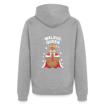Walross - Unisex Premium Bio Zip Hoodie - Grau meliert - Hinten - Nico (187cm)
