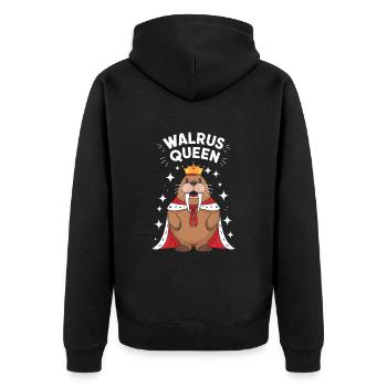 Walross - Unisex Premium Bio Zip Hoodie - Schwarz - Hinten - Nico (187cm)