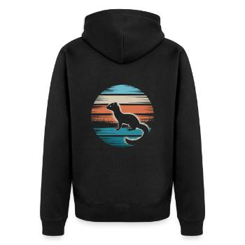 Wiesel - Unisex Premium Bio Zip Hoodie - Schwarz - Hinten - Nico (187cm)