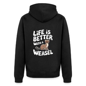 Wiesel - Unisex Premium Bio Zip Hoodie - Schwarz - Hinten - Nico (187cm)