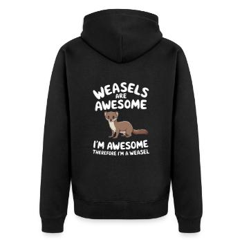 Wiesel - Unisex Premium Bio Zip Hoodie - Schwarz - Hinten - Nico (187cm)