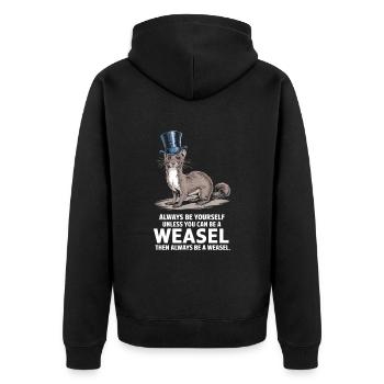 Wiesel - Unisex Premium Bio Zip Hoodie - Schwarz - Hinten - Nico (187cm)