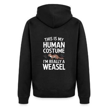 Wiesel - Unisex Premium Bio Zip Hoodie - Schwarz - Hinten - Nico (187cm)