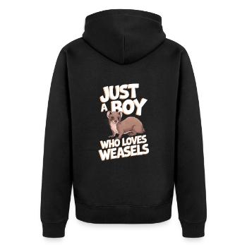 Wiesel - Unisex Premium Bio Zip Hoodie - Schwarz - Hinten - Nico (187cm)