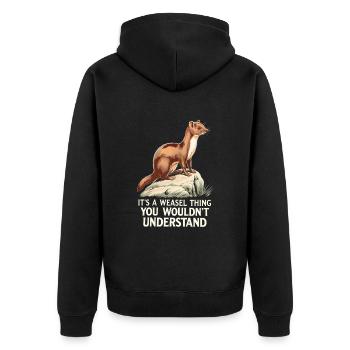 Wiesel - Unisex Premium Bio Zip Hoodie - Schwarz - Hinten - Nico (187cm)