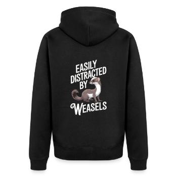 Wiesel - Unisex Premium Bio Zip Hoodie - Schwarz - Hinten - Nico (187cm)