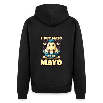 Mayonnaise - Unisex Premium Bio Zip Hoodie - Schwarz - Hinten - Nico (187cm)