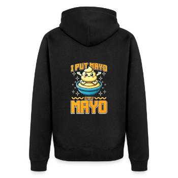 Mayonnaise - Unisex Premium Bio Zip Hoodie - Schwarz - Hinten - Nico (187cm)