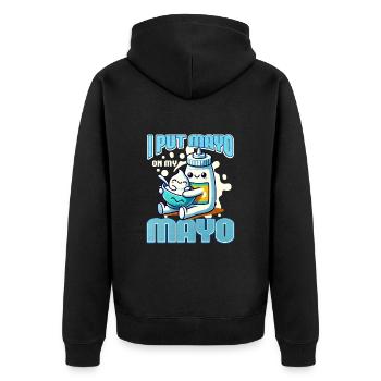 Mayonnaise - Unisex Premium Bio Zip Hoodie - Schwarz - Hinten - Nico (187cm)
