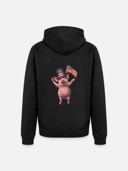 Schwein - Unisex Premium Bio Zip Hoodie - Schwarz