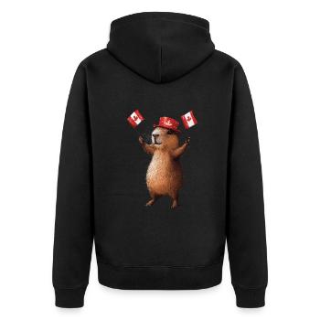 Wasserschwein - Unisex Premium Bio Zip Hoodie - Schwarz - Hinten - Nico (187cm)