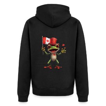 Frosch - Unisex Premium Bio Zip Hoodie - Schwarz - Hinten - Nico (187cm)