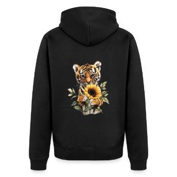 Gepard - Unisex Premium Bio Zip Hoodie - Schwarz - Hinten - Nico (187cm)