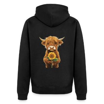 Eule - Unisex Premium Bio Zip Hoodie - Schwarz - Hinten - Nico (187cm)