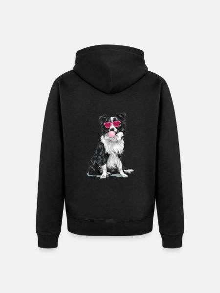 Border Collie - Unisex Premium Bio Zip Hoodie - Schwarz