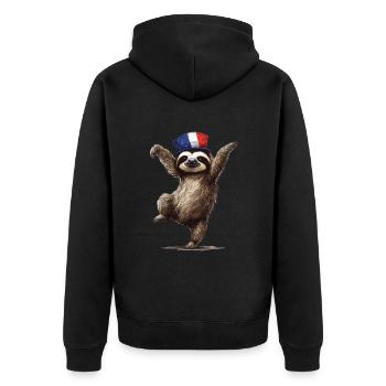 Faultier - Unisex Premium Bio Zip Hoodie - Schwarz - Hinten - Nico (187cm)