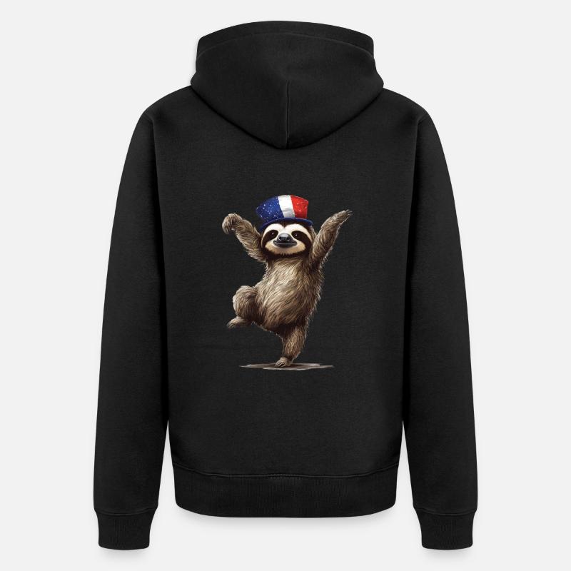 Faultier - Unisex Premium Bio Zip Hoodie - Schwarz
