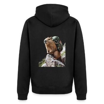 Wasserschwein - Unisex Premium Bio Zip Hoodie - Schwarz - Hinten - Nico (187cm)