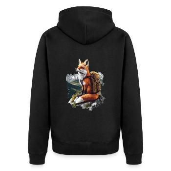 Fuchs - Unisex Premium Bio Zip Hoodie - Schwarz - Hinten - Nico (187cm)