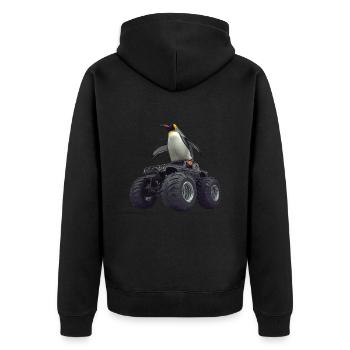 Pinguin - Unisex Premium Bio Zip Hoodie - Schwarz - Hinten - Nico (187cm)