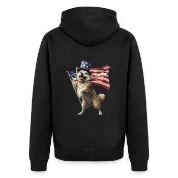 Akita - Unisex Premium Bio Zip Hoodie - Schwarz - Hinten - Nico (187cm)