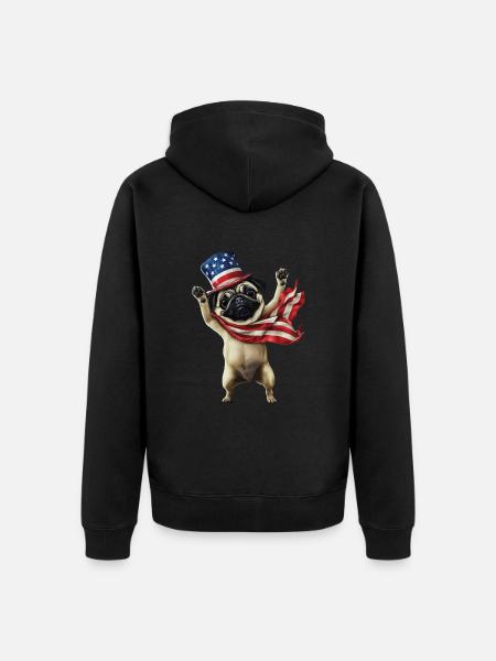 Mops - Unisex Premium Bio Zip Hoodie - Schwarz