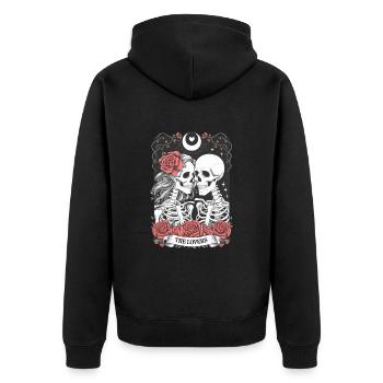 Tarotkarte - Unisex Premium Bio Zip Hoodie - Schwarz - Hinten - Nico (187cm)