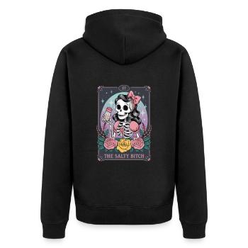 Tarotkarte - Unisex Premium Bio Zip Hoodie - Schwarz - Hinten - Nico (187cm)