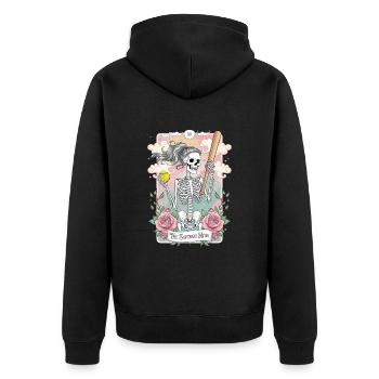 Tarotkarte - Unisex Premium Bio Zip Hoodie - Schwarz - Hinten - Nico (187cm)