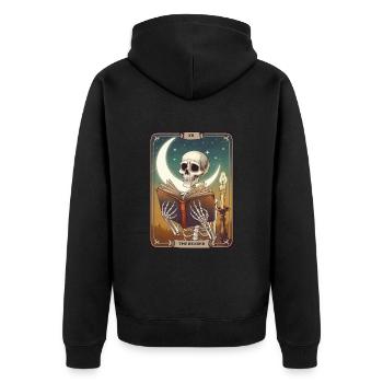 Tarotkarte - Unisex Premium Bio Zip Hoodie - Schwarz - Hinten - Nico (187cm)