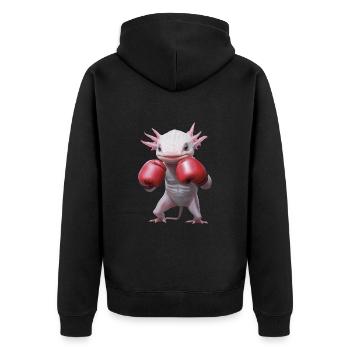 Axolotl - Unisex Premium Bio Zip Hoodie - Schwarz - Hinten - Nico (187cm)