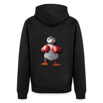 Papageitaucher - Unisex Premium Bio Zip Hoodie - Schwarz - Hinten - Nico (187cm)