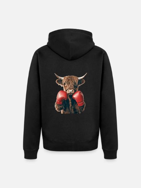 Hochlandrind - Unisex Premium Bio Zip Hoodie - Schwarz