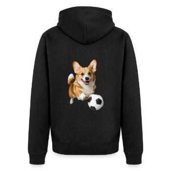 Corgi - Unisex Premium Bio Zip Hoodie - Schwarz - Hinten - Nico (187cm)
