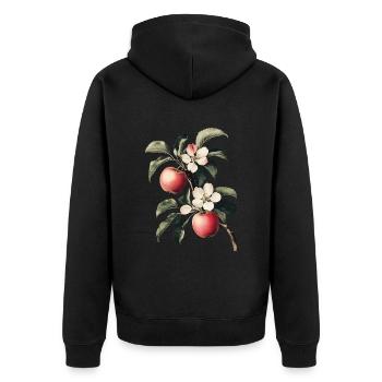 Apfel - Unisex Premium Bio Zip Hoodie - Schwarz - Hinten - Nico (187cm)