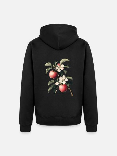 Apfel - Unisex Premium Bio Zip Hoodie - Schwarz