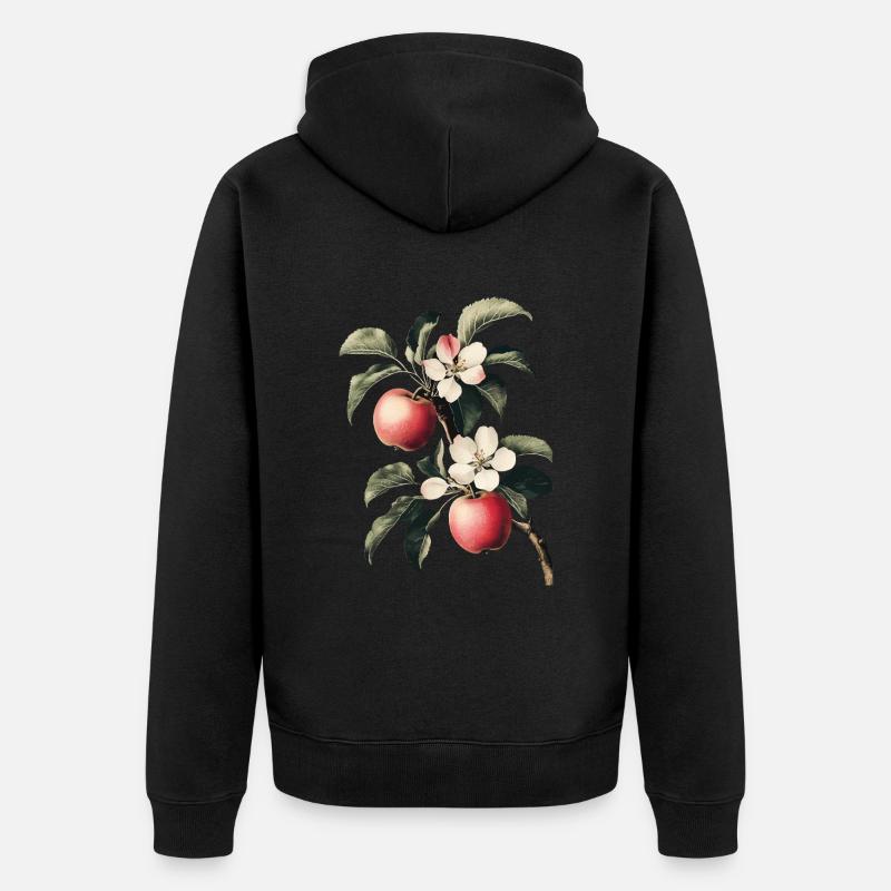 Apfel - Unisex Premium Bio Zip Hoodie - Schwarz