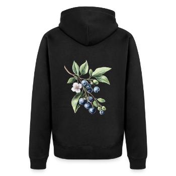 Blaubeeren - Unisex Premium Bio Zip Hoodie - Schwarz - Hinten - Nico (187cm)