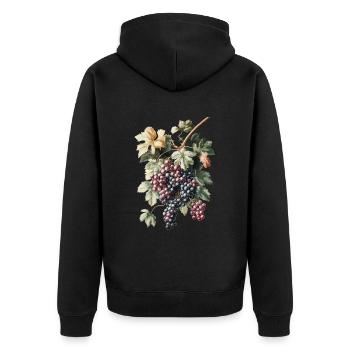 Trauben - Unisex Premium Bio Zip Hoodie - Schwarz - Hinten - Nico (187cm)