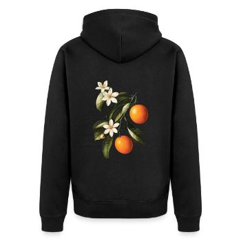 Orange - Unisex Premium Bio Zip Hoodie - Schwarz - Hinten - Nico (187cm)