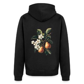 Birne - Unisex Premium Bio Zip Hoodie - Schwarz - Hinten - Nico (187cm)