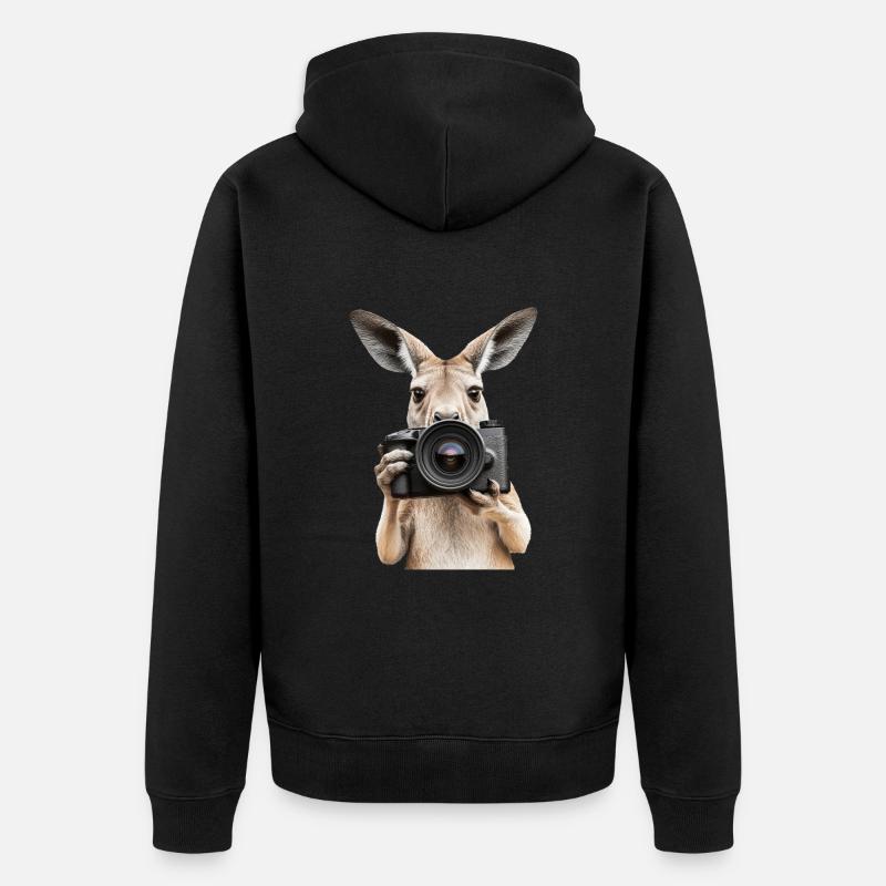 Känguru - Unisex Premium Bio Zip Hoodie - Schwarz