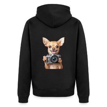 Chihuahua - Unisex Premium Bio Zip Hoodie - Schwarz - Hinten - Nico (187cm)