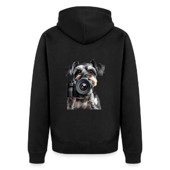 Zwergschnauzer - Unisex Premium Bio Zip Hoodie - Schwarz - Hinten - Nico (187cm)