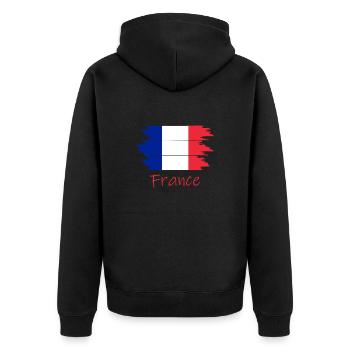 Frankreich France - Unisex Premium Bio Zip Hoodie - Schwarz - Hinten - Nico (187cm)