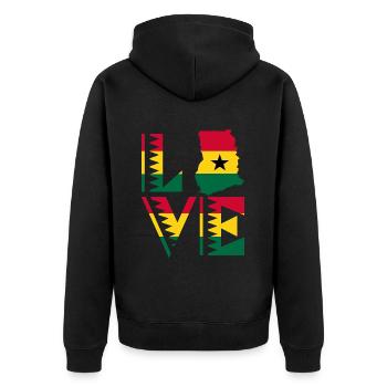 Adore Ghana Afrikanisches Land Afrika Ghana - Unisex Premium Bio Zip Hoodie - Schwarz - Hinten - Nico (187cm)