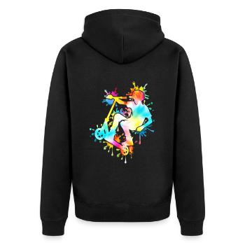 Tie Dye Rider Teenager Roller - Unisex Premium Bio Zip Hoodie - Schwarz - Hinten - Nico (187cm)