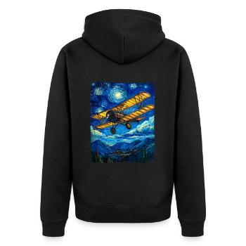 Aviation Pilote Vintage Avion - Veste à capuche bio Premium Unisexe - noir - Dos - Nico (187cm)